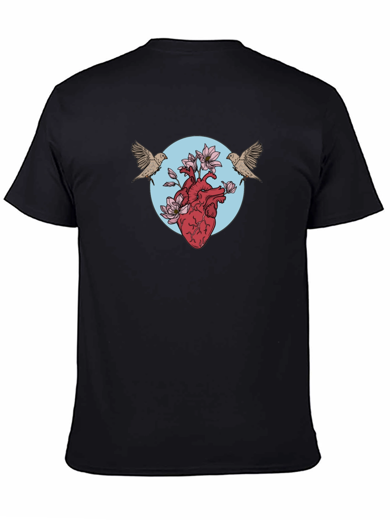 Heart & Birds Graphic Tee - Unique Design