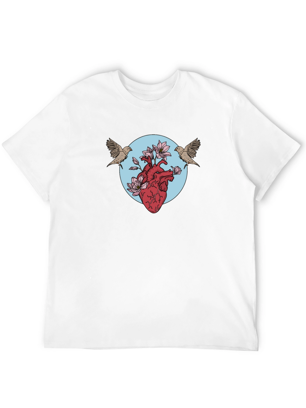 Heart & Birds Graphic Tee - Unique Design
