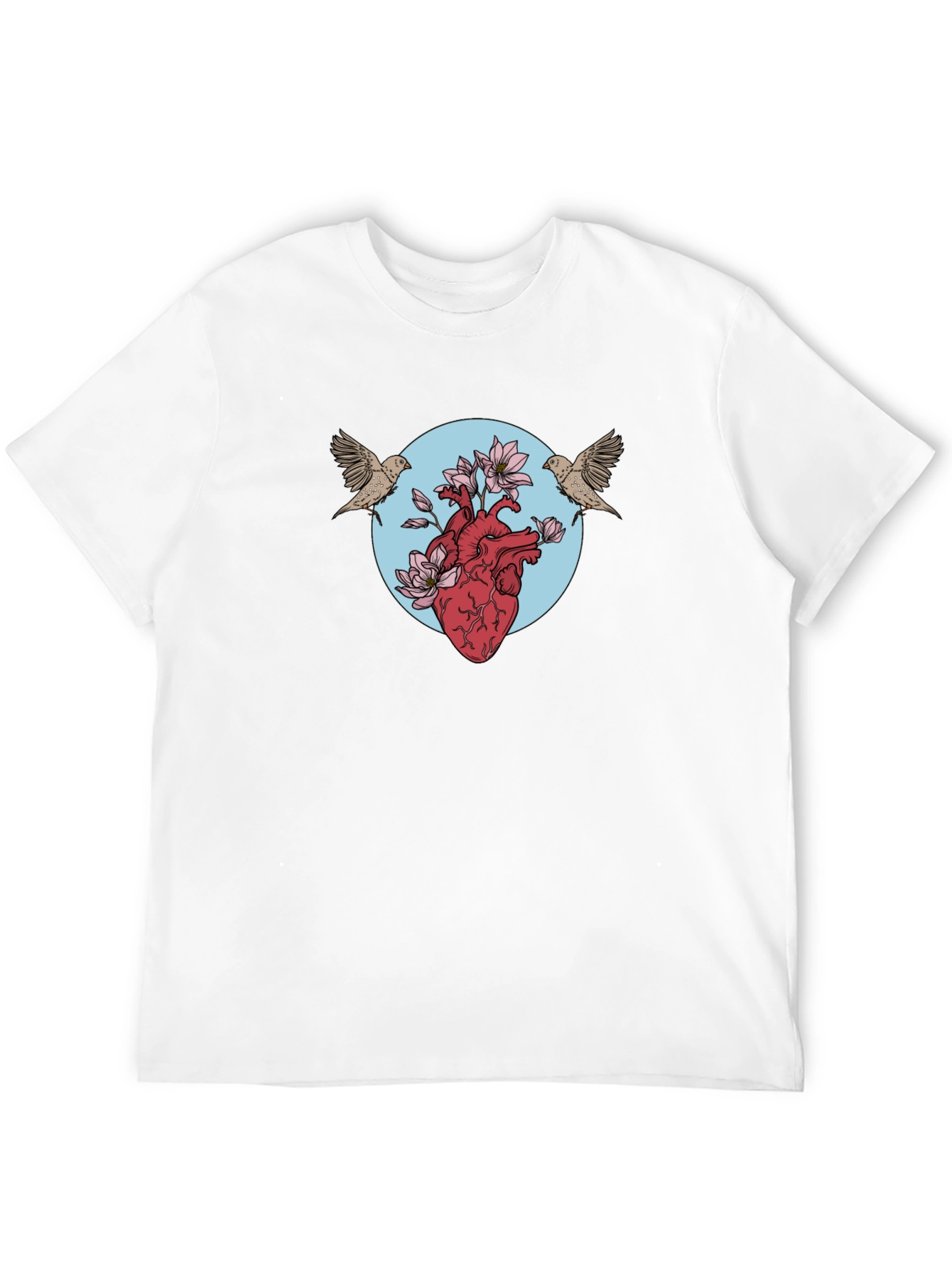 Heart & Birds Graphic Tee - Unique Design