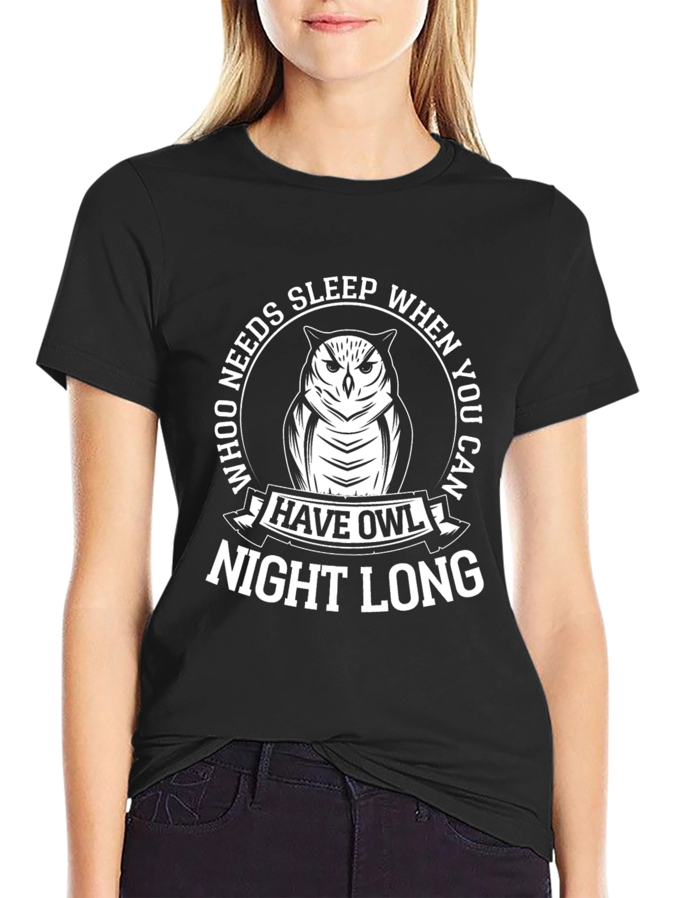 Owl Graphic Tee - Who Needs Sleep? Night Owl T-Shirt