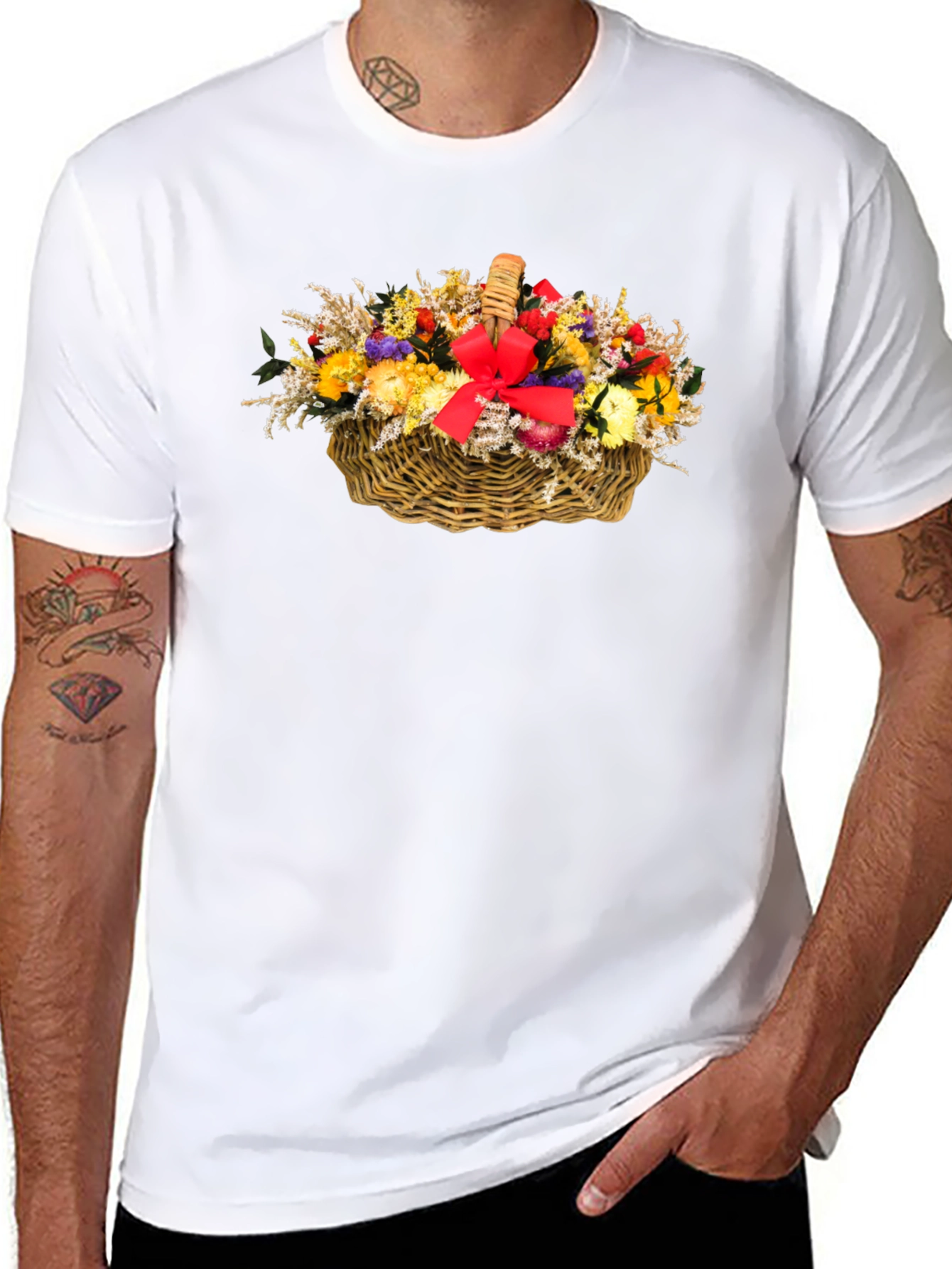 Floral Basket Graphic Tee - Black