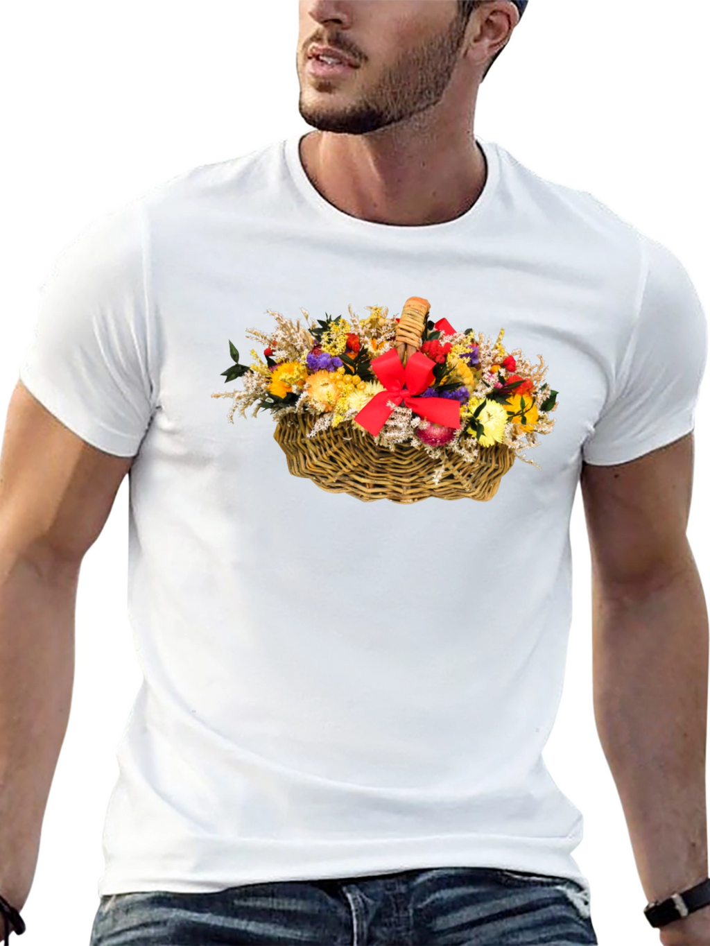 Floral Basket Graphic Tee - Black