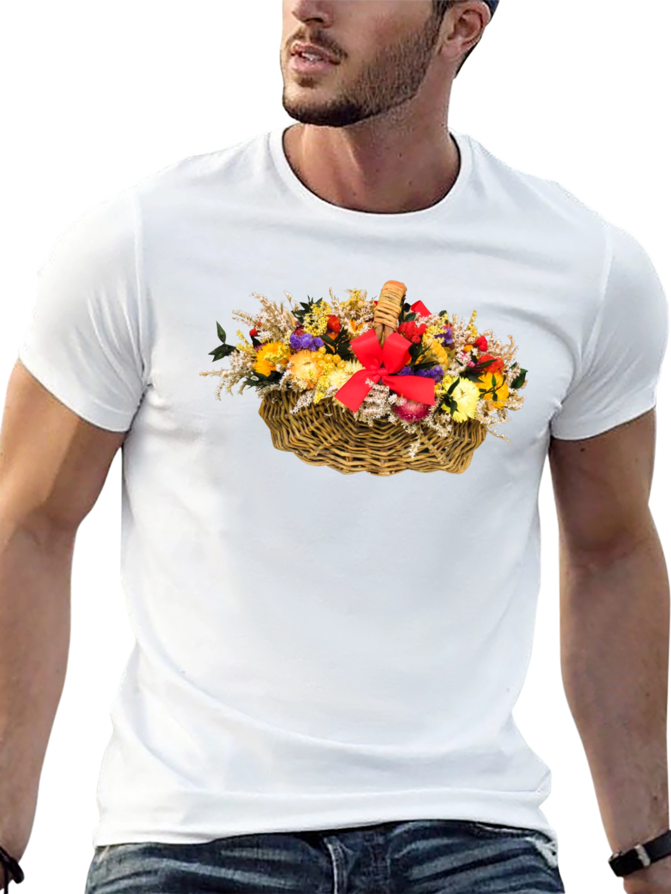 Floral Basket Graphic Tee - Black