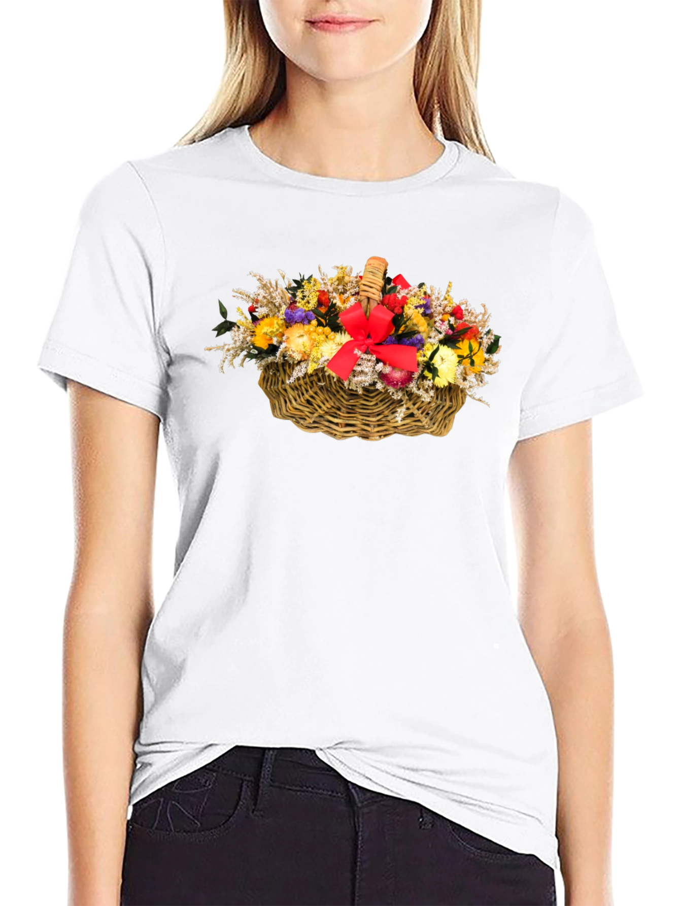 Floral Basket Graphic Tee - Black
