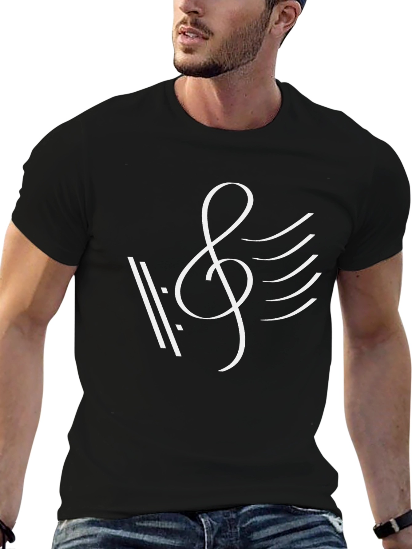 Musical Treble Clef Graphic T-Shirt - Black