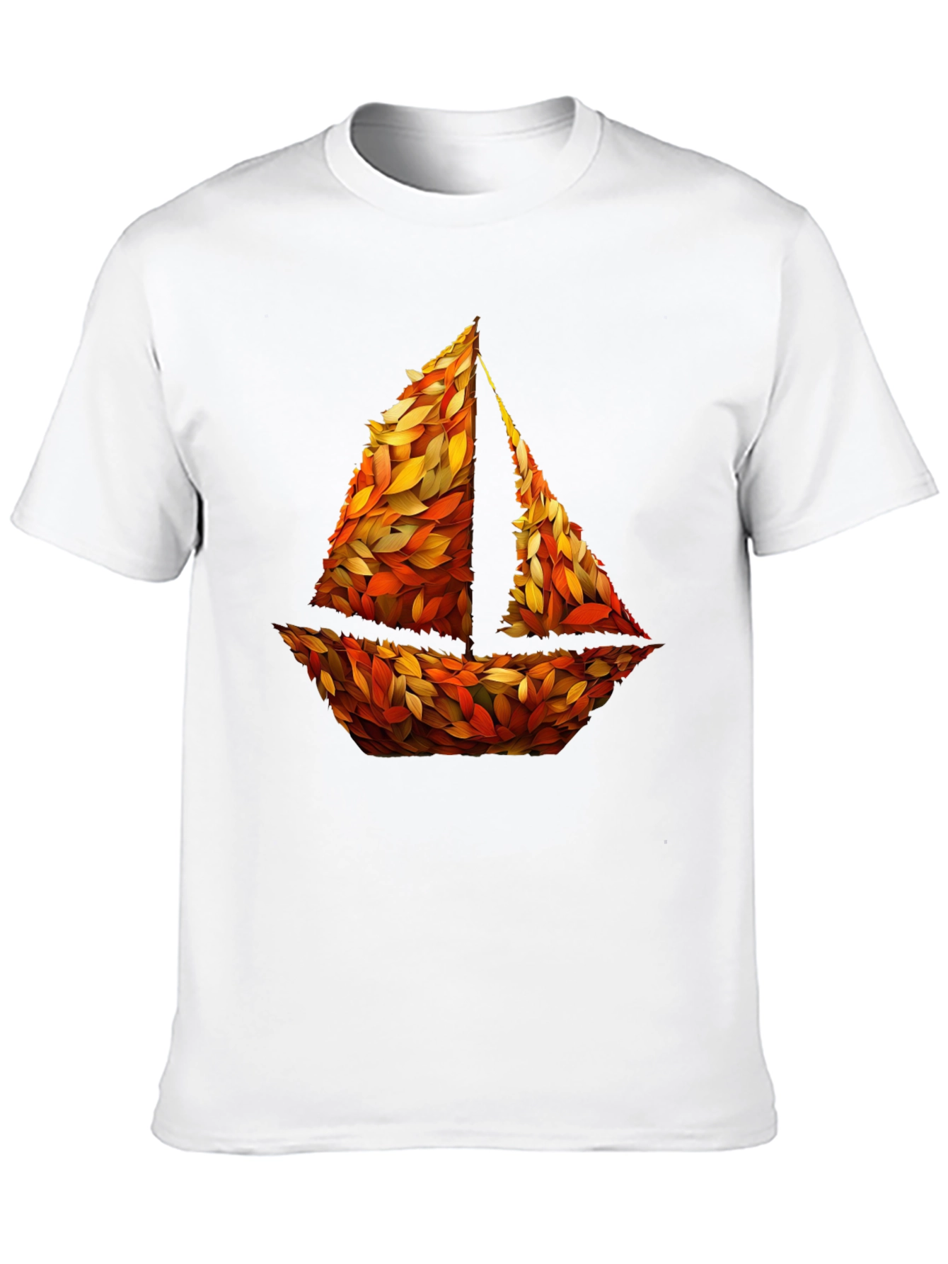 Autumn Sailboat Graphic Tee - Nature Inspired Design