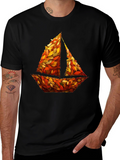 Autumn Sailboat Graphic Tee - Nature Inspired Design