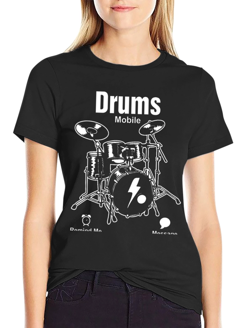 Drums Mobile Graphic T-Shirt - Black
