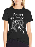 Drums Mobile Graphic T-Shirt - Black