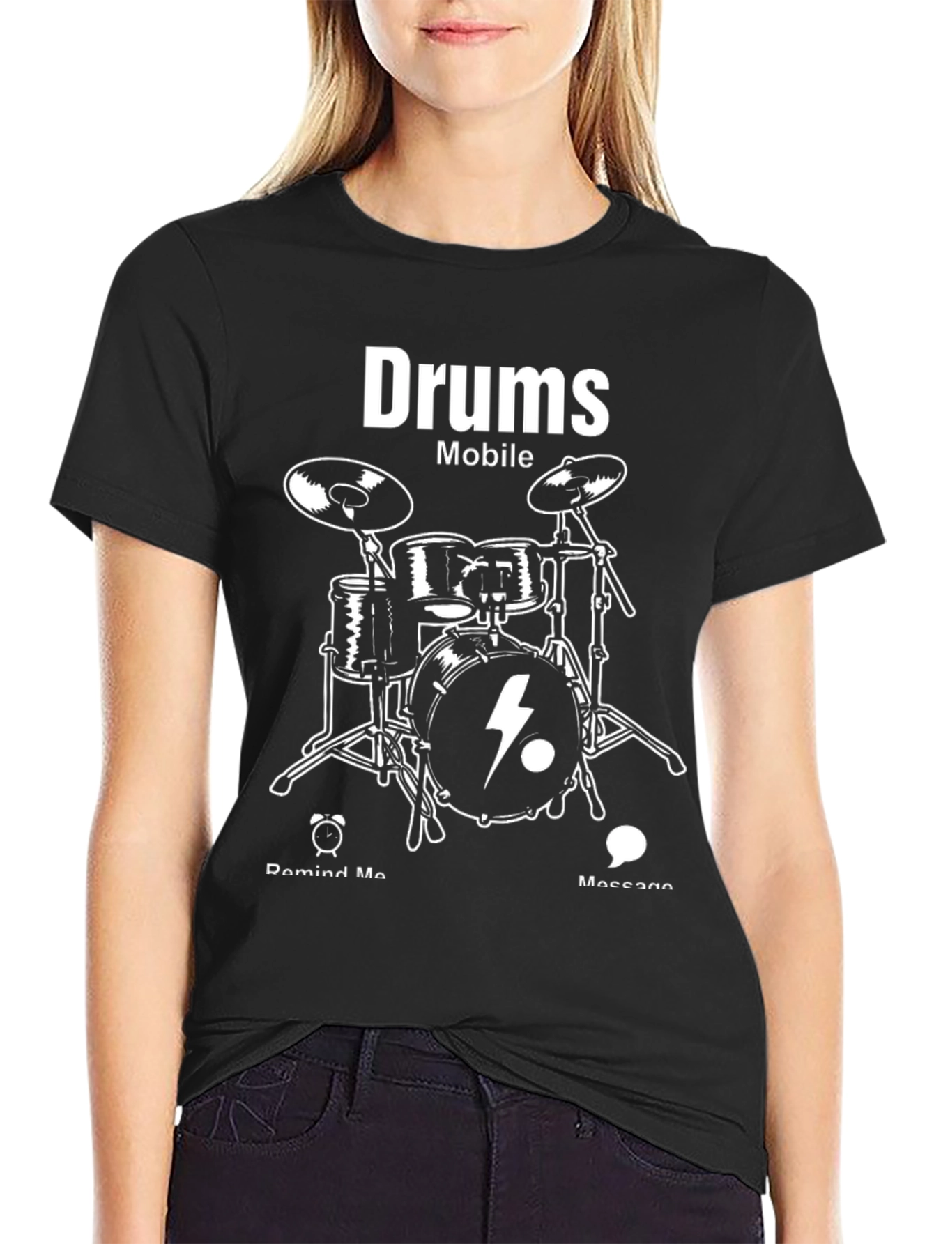 Drums Mobile Graphic T-Shirt - Black