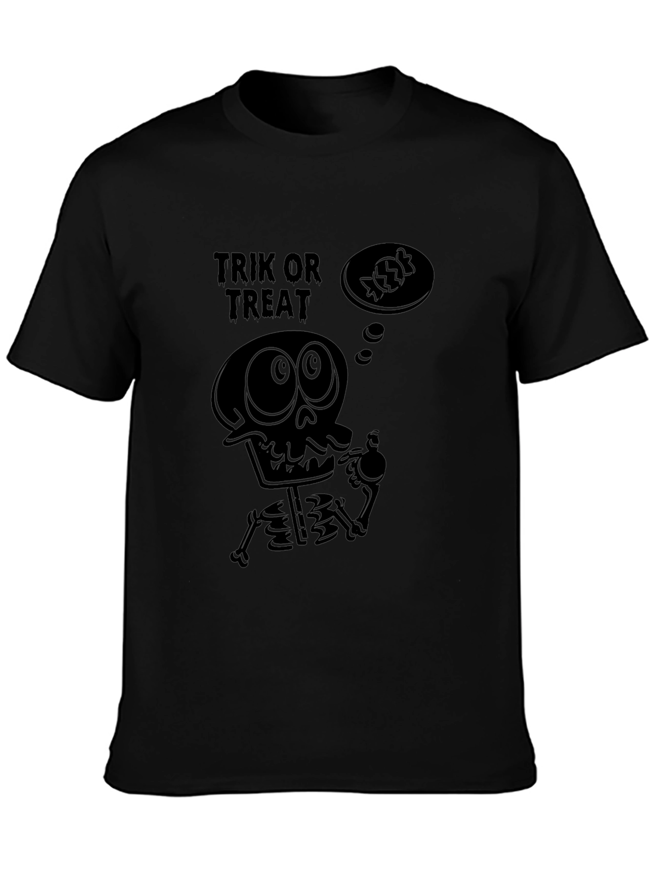 Trick or Treat Skeleton Graphic Tee - Halloween Fun
