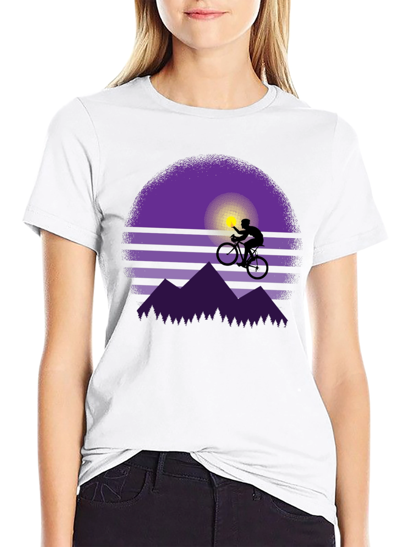 Sunset Biker Graphic Tee - Mountain Bike Shirt