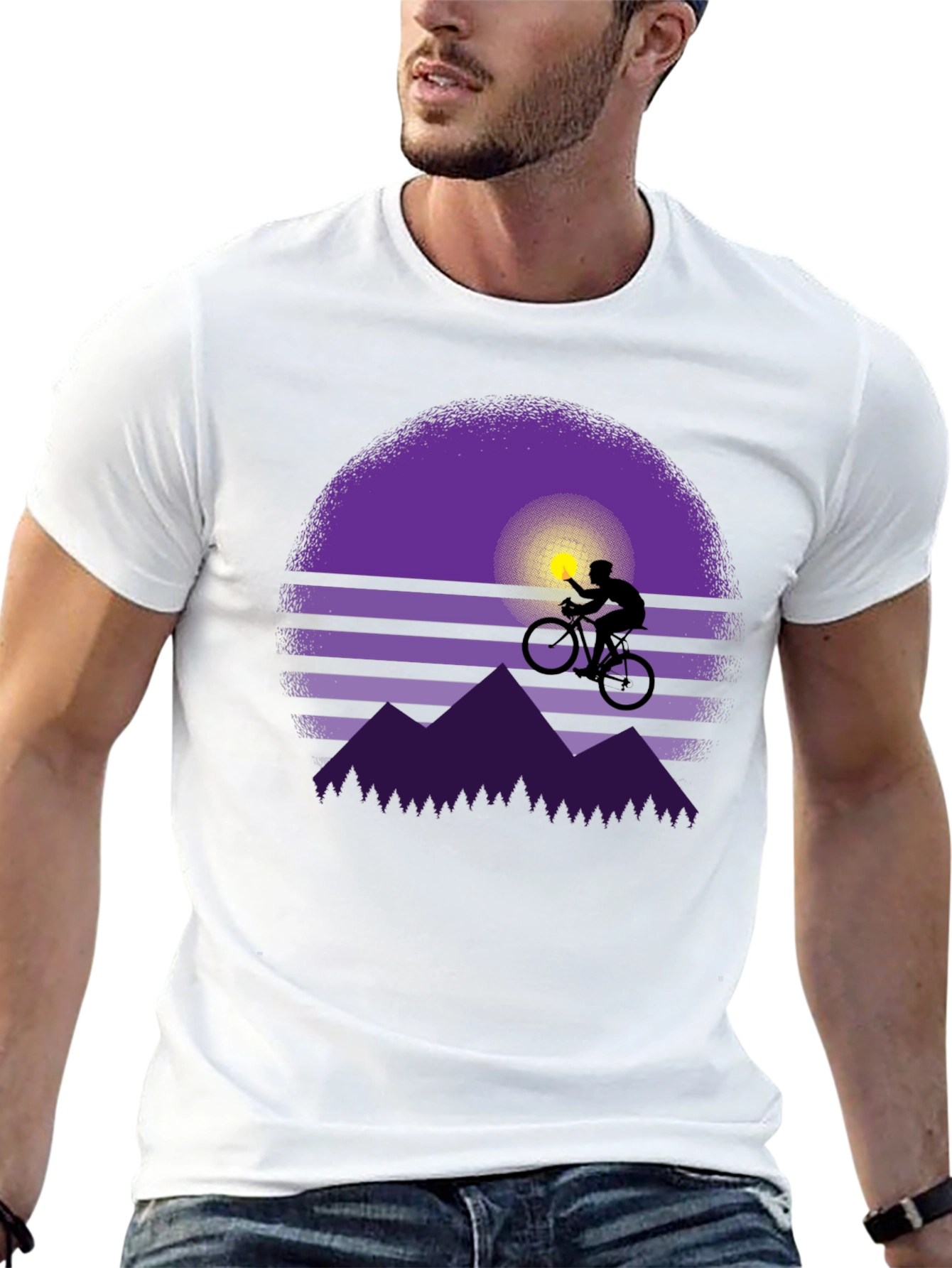 Sunset Biker Graphic Tee - Mountain Bike Shirt