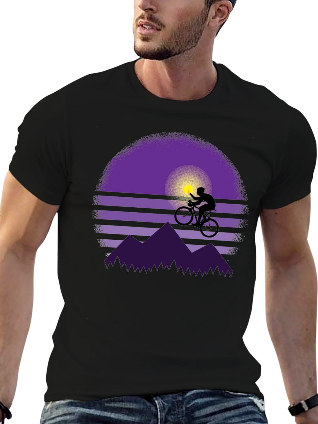 Sunset Biker Graphic Tee - Mountain Bike Shirt