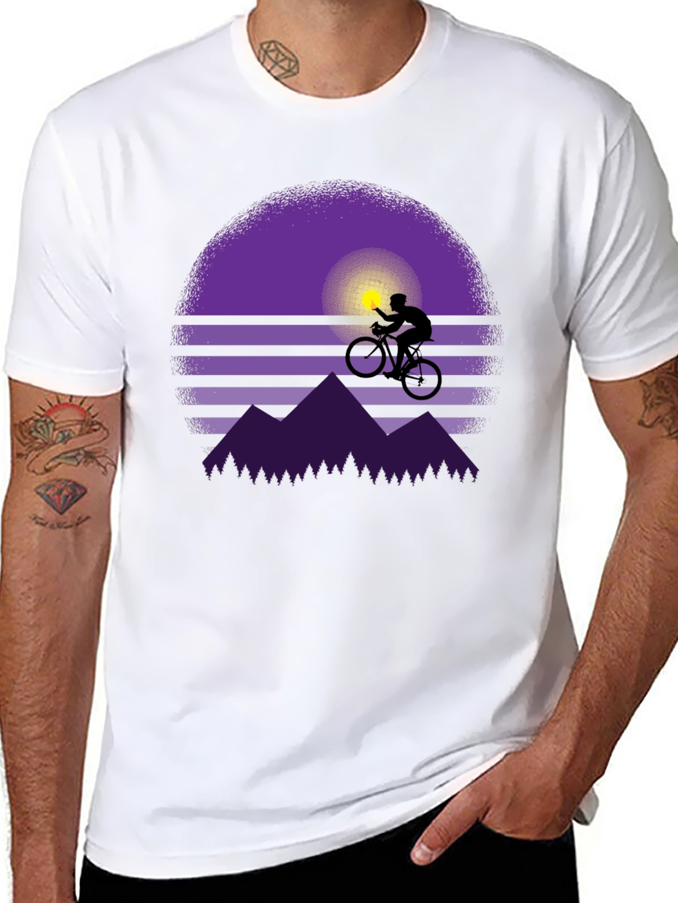 Sunset Biker Graphic Tee - Mountain Bike Shirt