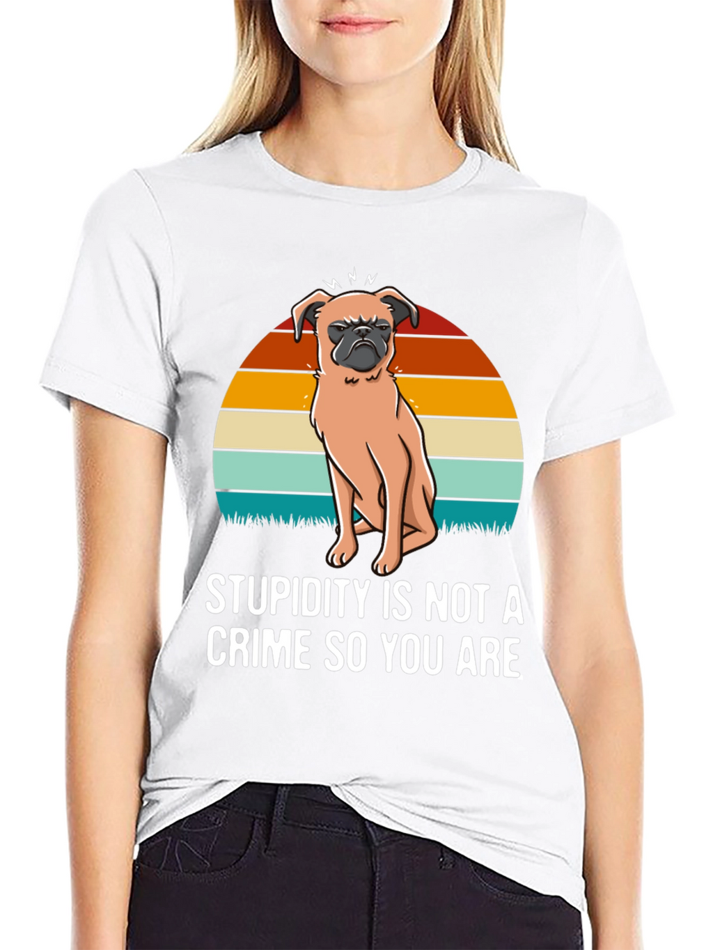 Stupidity Crime Dog Graphic T-Shirt