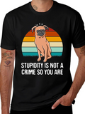 Stupidity Crime Dog Graphic T-Shirt