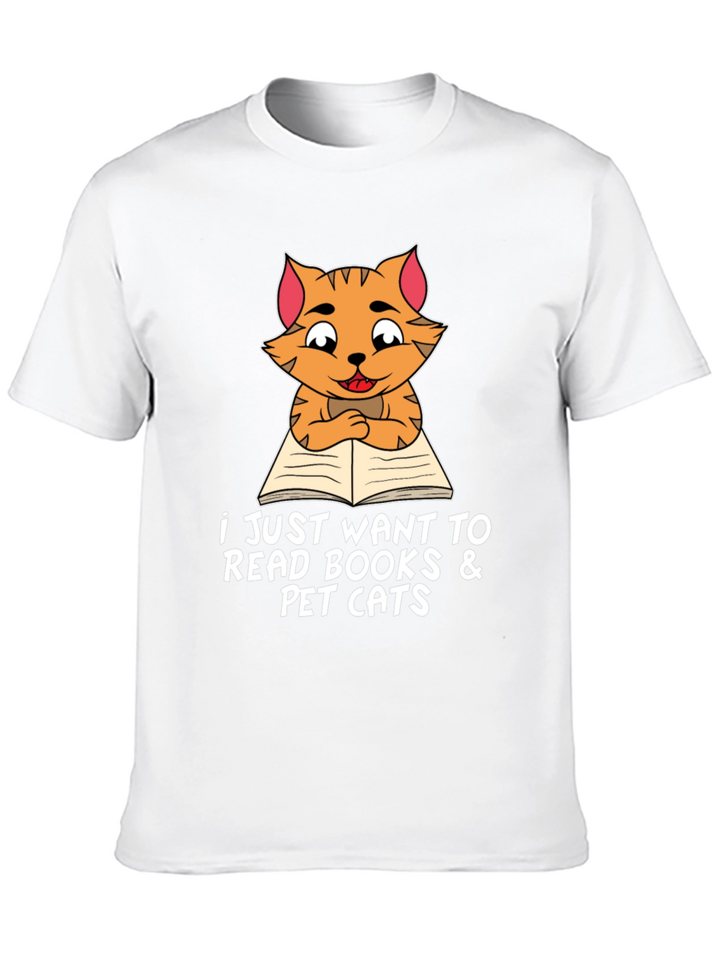Cat Reading Books T-Shirt Pet Lover Tee