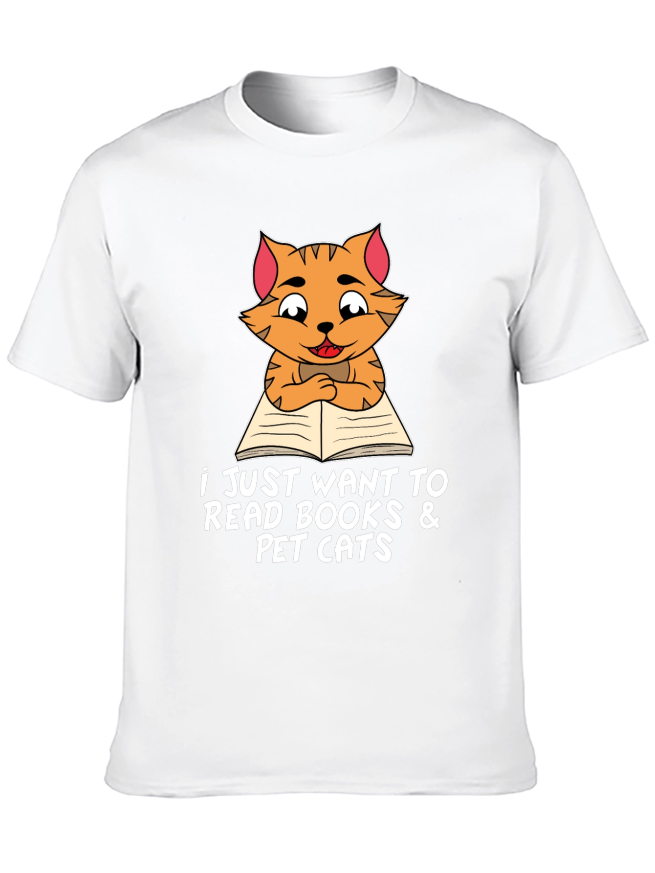 Cat Reading Books T-Shirt Pet Lover Tee