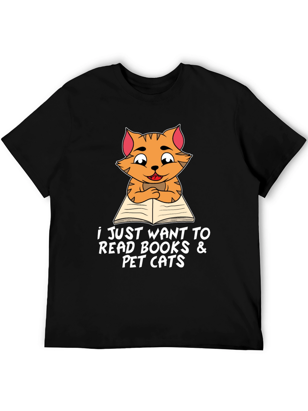 Cat Reading Books T-Shirt Pet Lover Tee