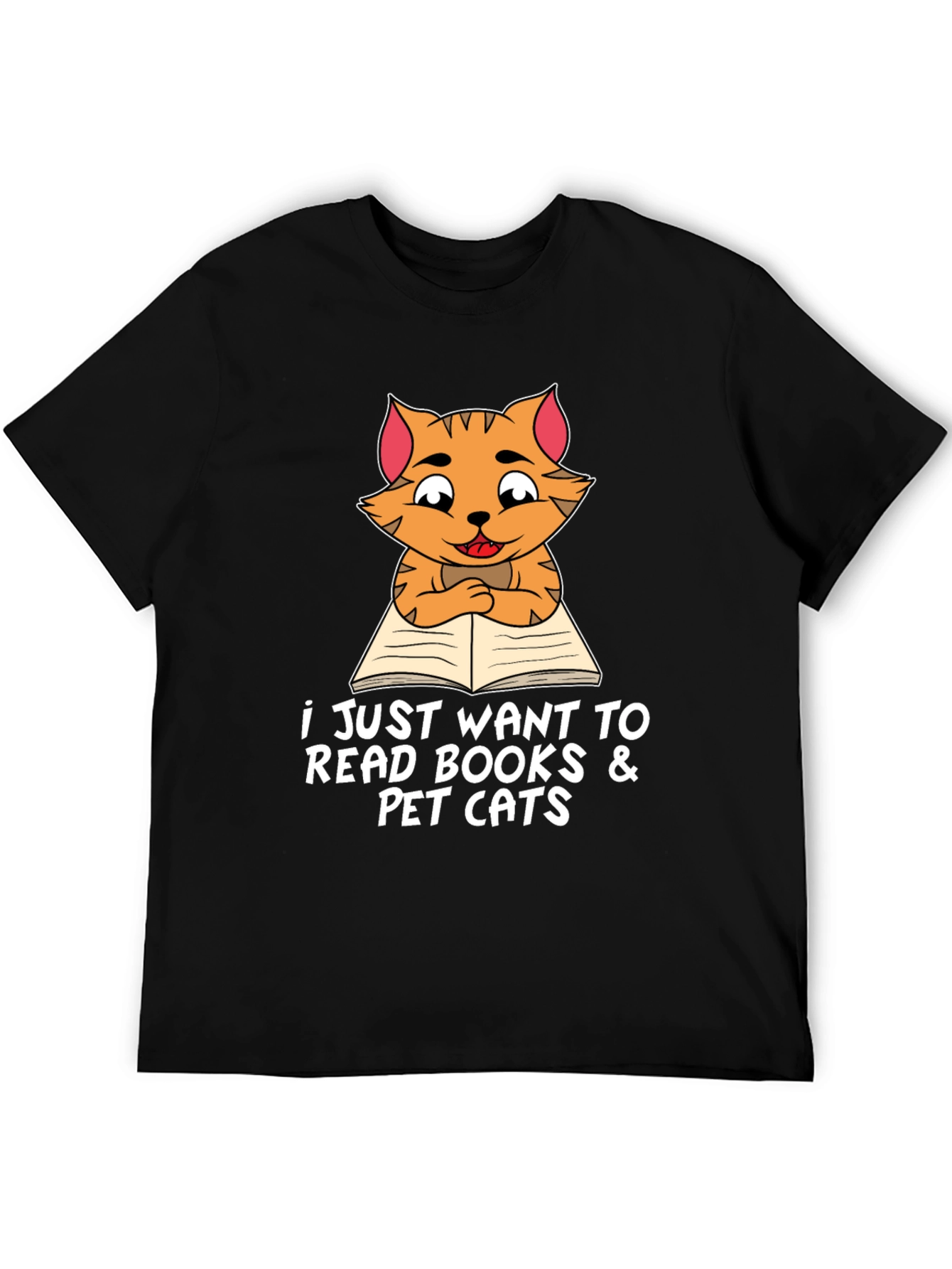 Cat Reading Books T-Shirt Pet Lover Tee