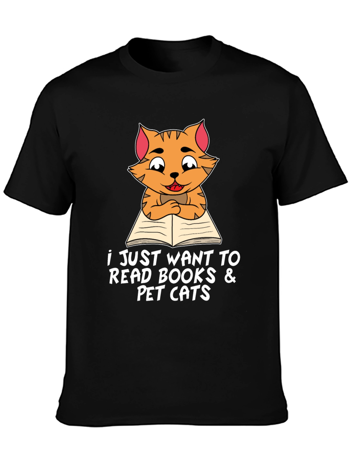Cat Reading Books T-Shirt Pet Lover Tee