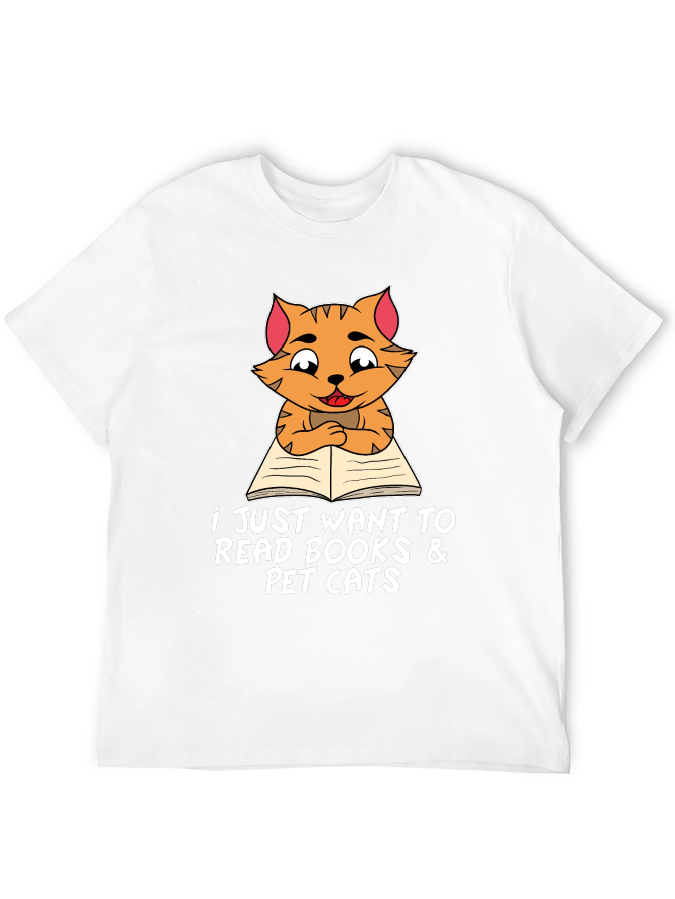 Cat Reading Books T-Shirt Pet Lover Tee
