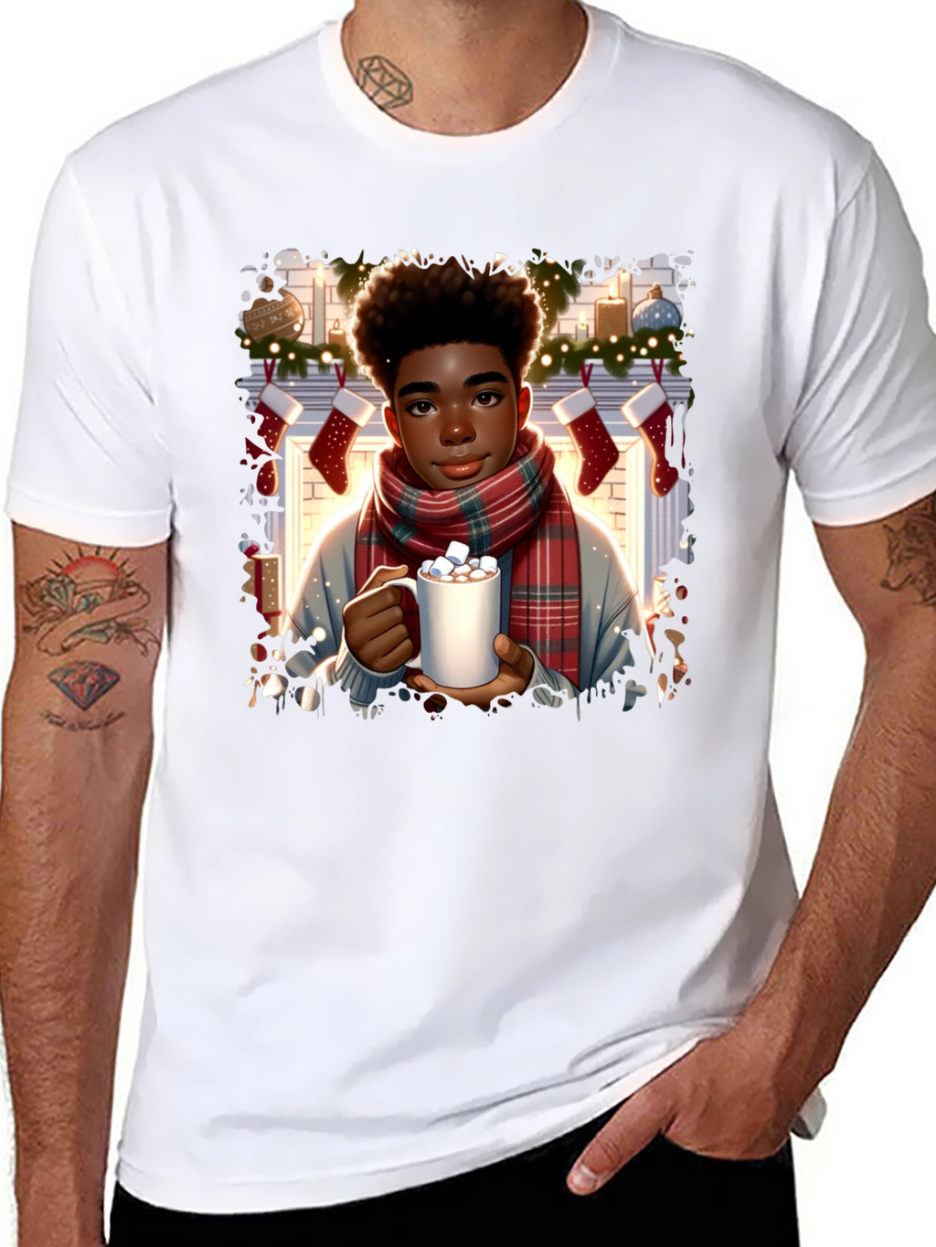 Winter Comfort T-Shirt: Boy with Cocoa