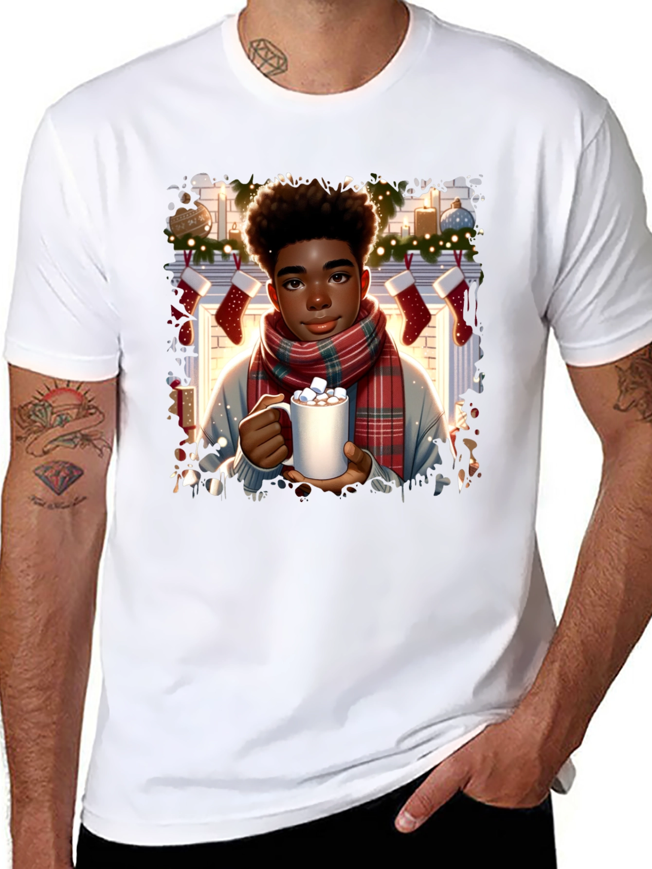 Winter Comfort T-Shirt: Boy with Cocoa