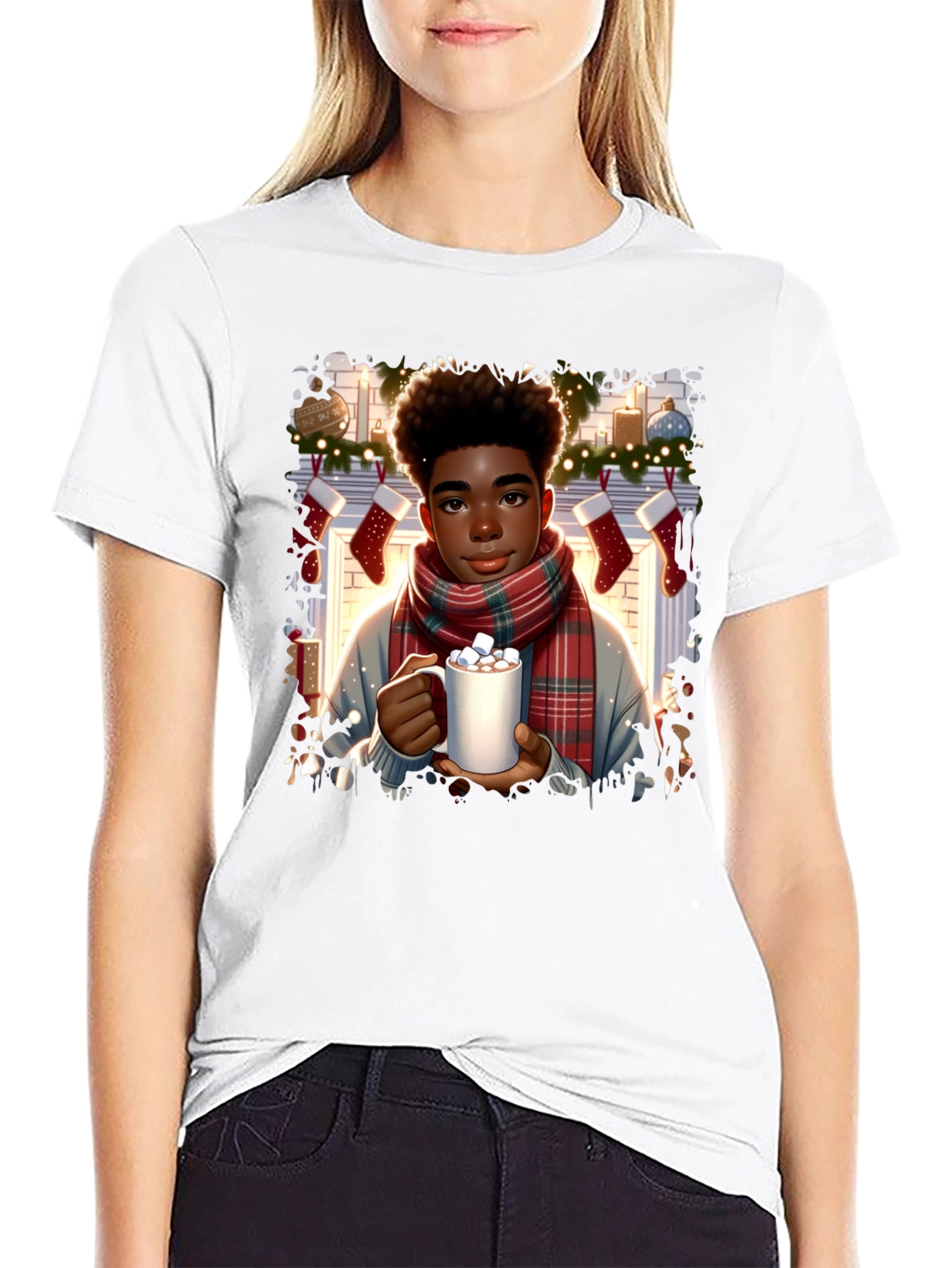 Winter Comfort T-Shirt: Boy with Cocoa