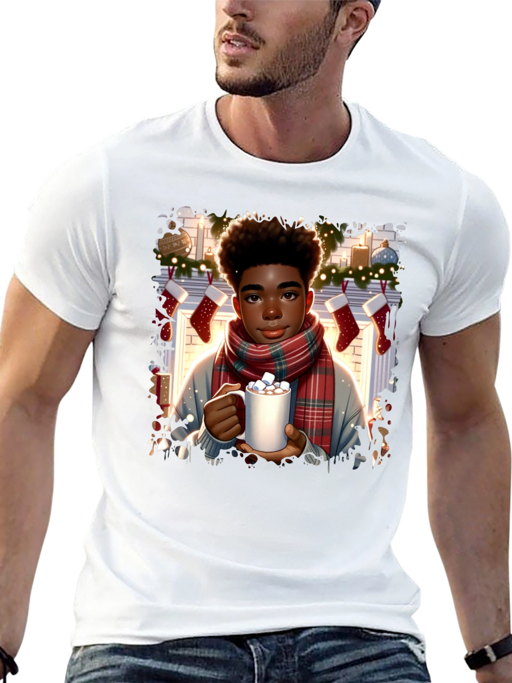 Winter Comfort T-Shirt: Boy with Cocoa