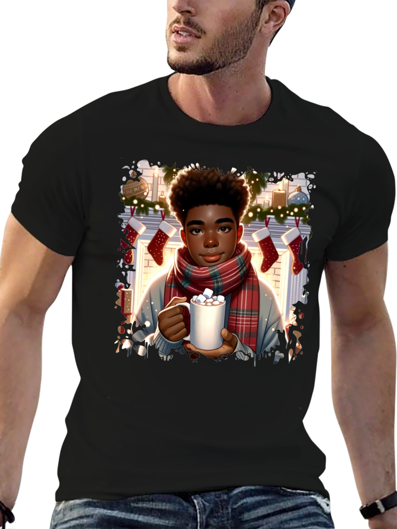 Winter Comfort T-Shirt: Boy with Cocoa