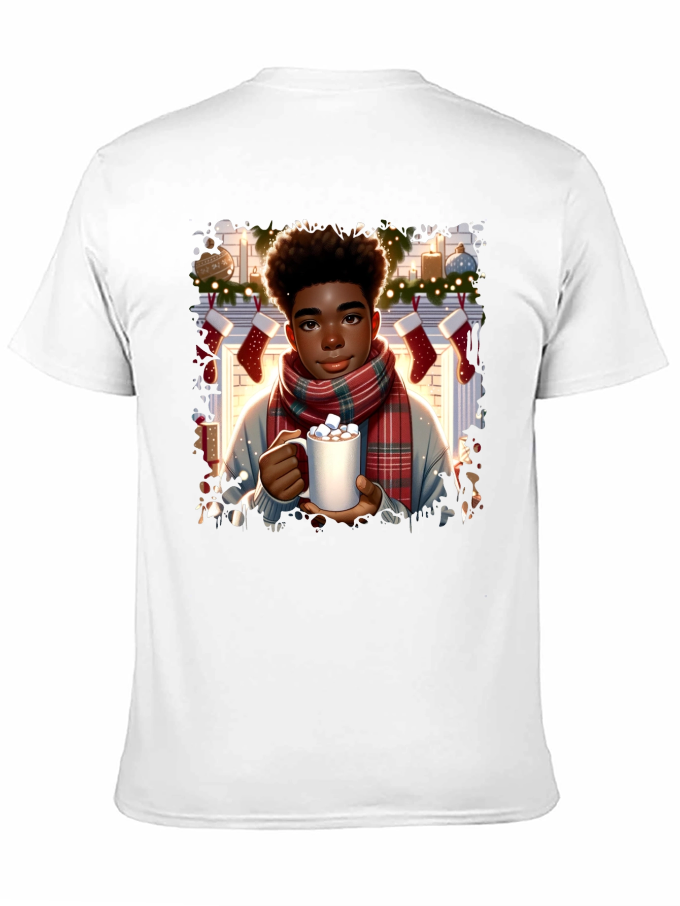 Winter Comfort T-Shirt: Boy with Cocoa