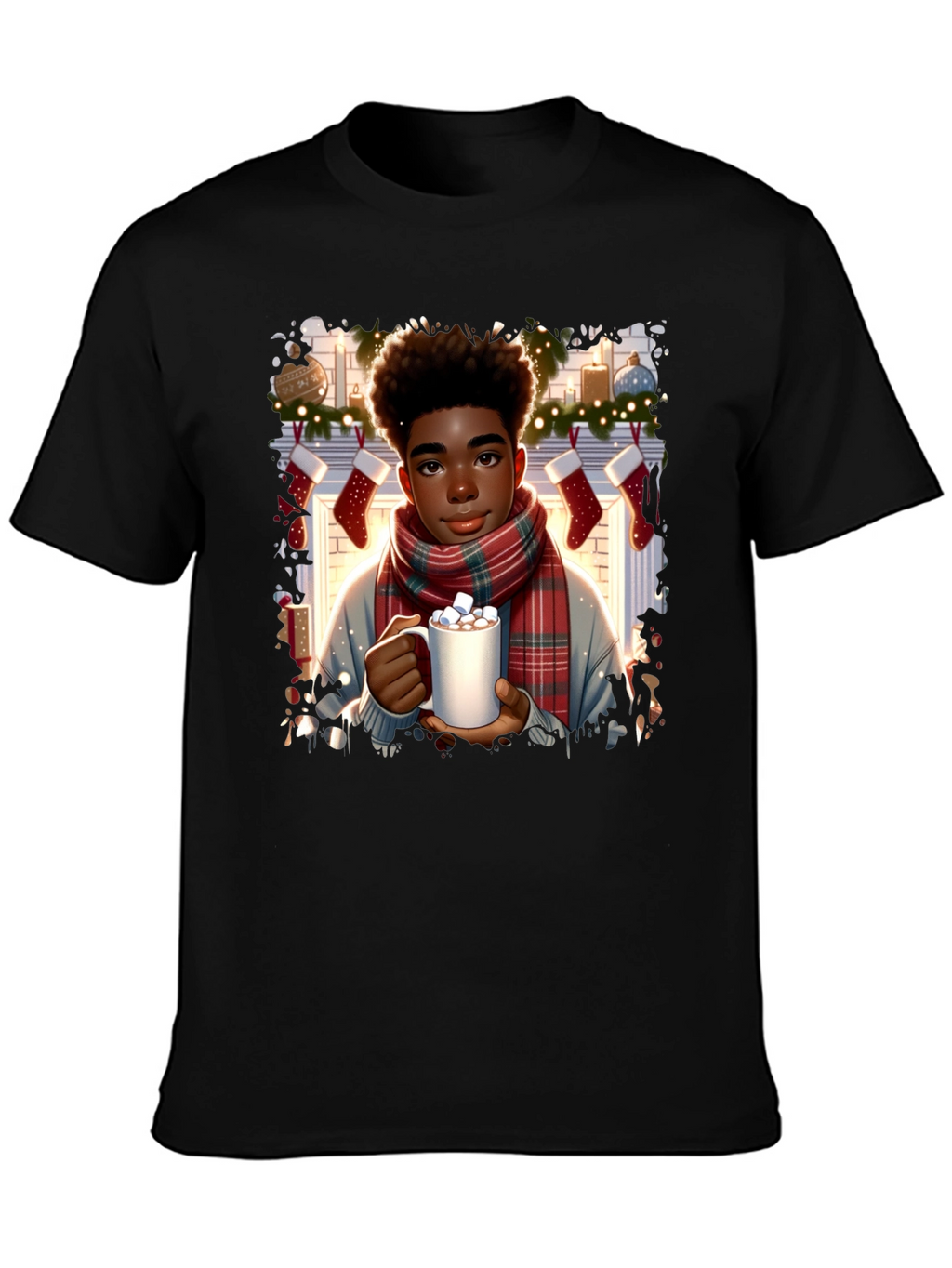 Winter Comfort T-Shirt: Boy with Cocoa
