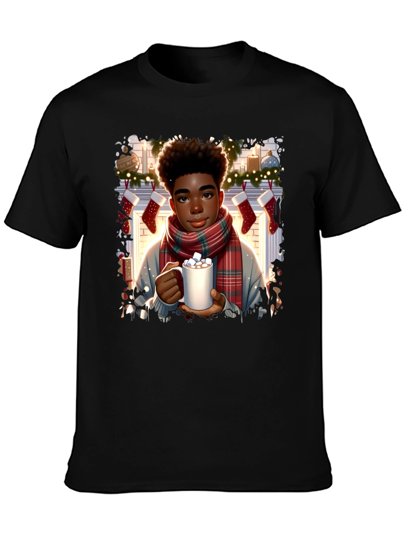 Winter Comfort T-Shirt: Boy with Cocoa