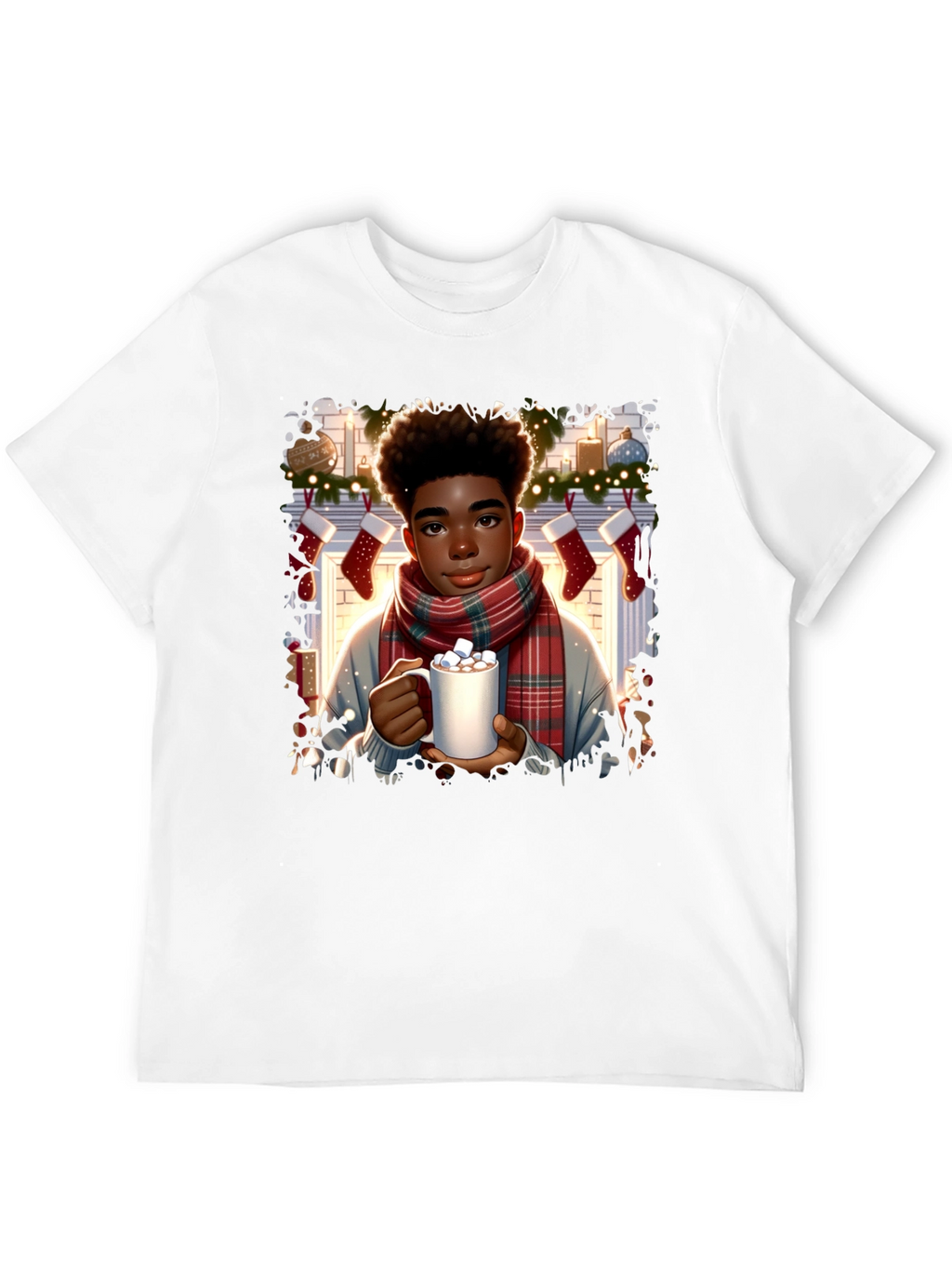 Winter Comfort T-Shirt: Boy with Cocoa