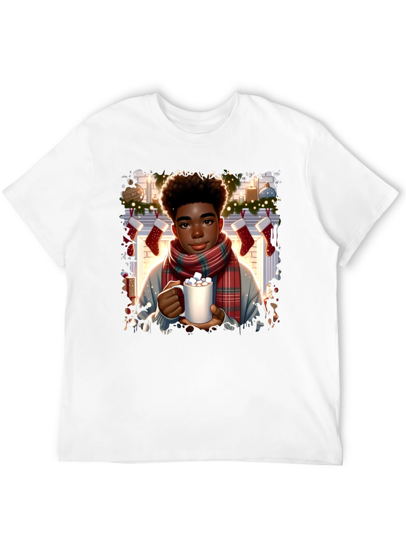 Winter Comfort T-Shirt: Boy with Cocoa
