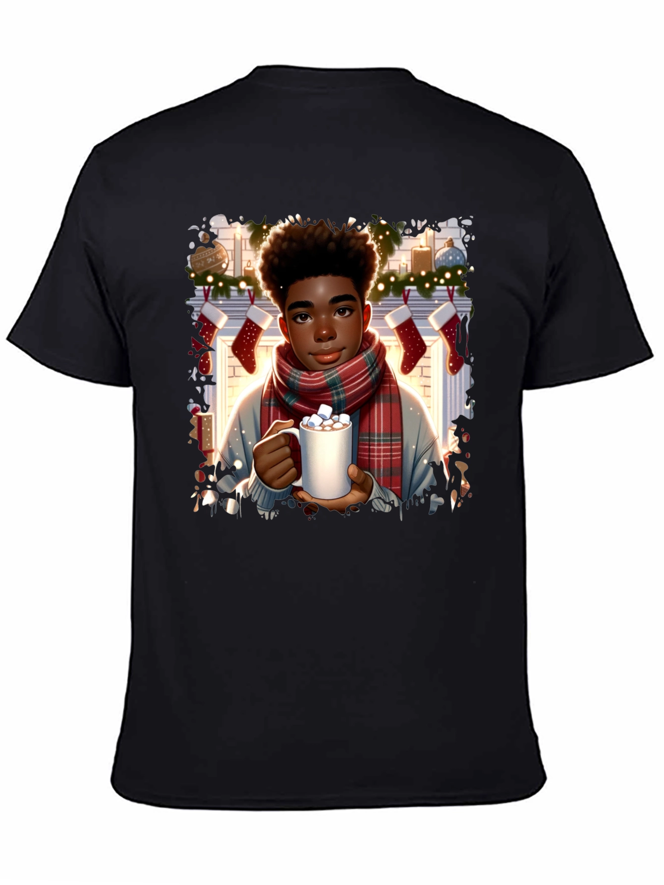 Winter Comfort T-Shirt: Boy with Cocoa