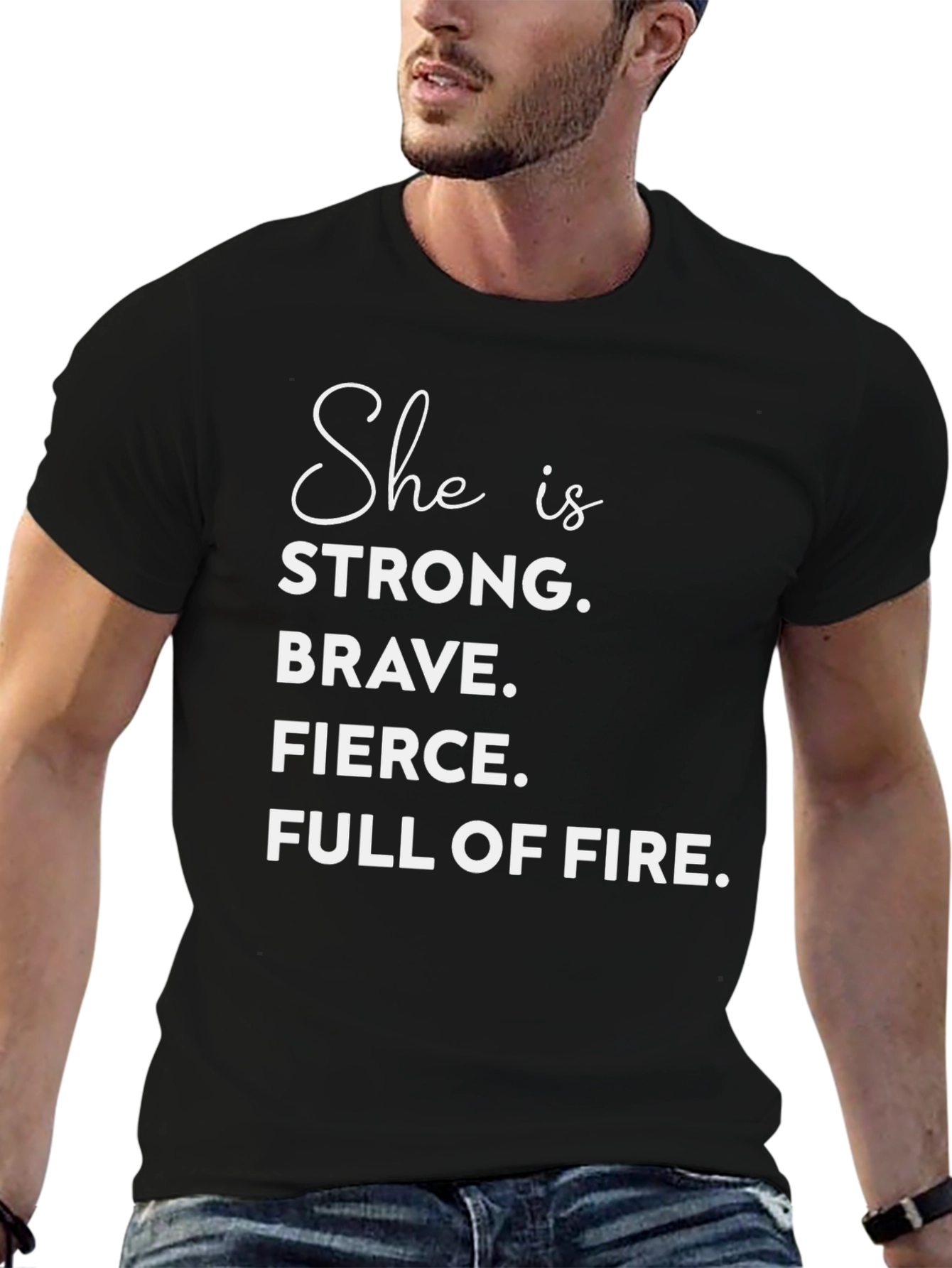 Empowering Womens T-Shirt: Strong Brave Fierce Full of Fire