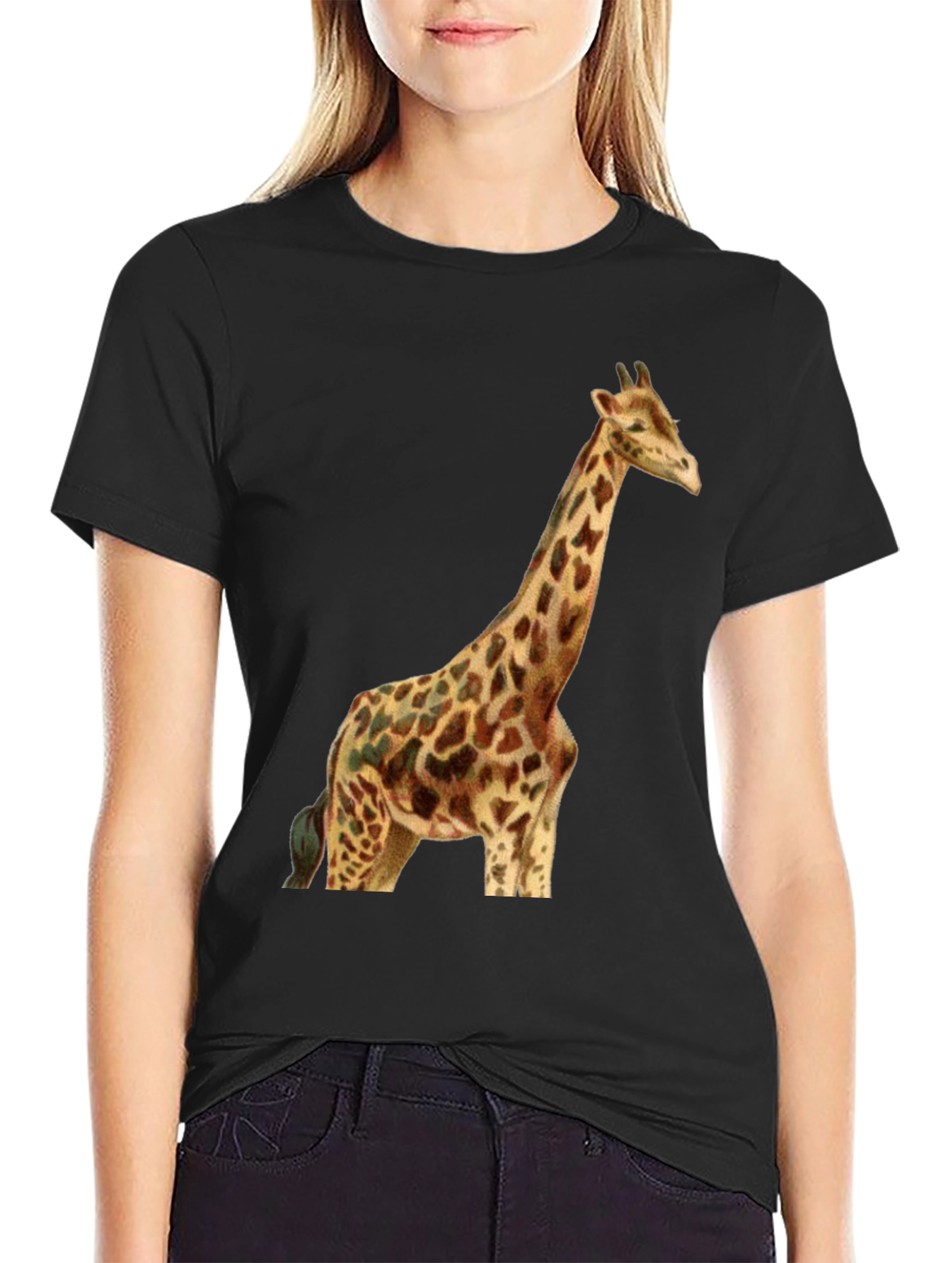 Giraffe Graphic Tee - Stylish Black T-Shirt