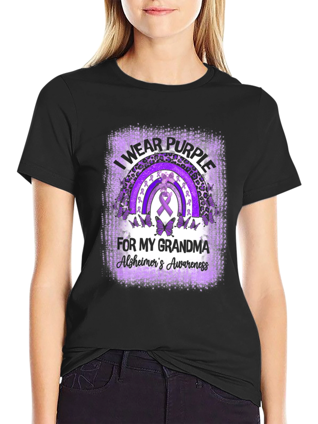 Purple Alzheimers Awareness Grandma T-Shirt