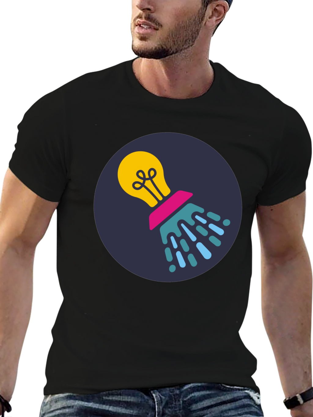 Creative Idea Lightbulb Black T-Shirt