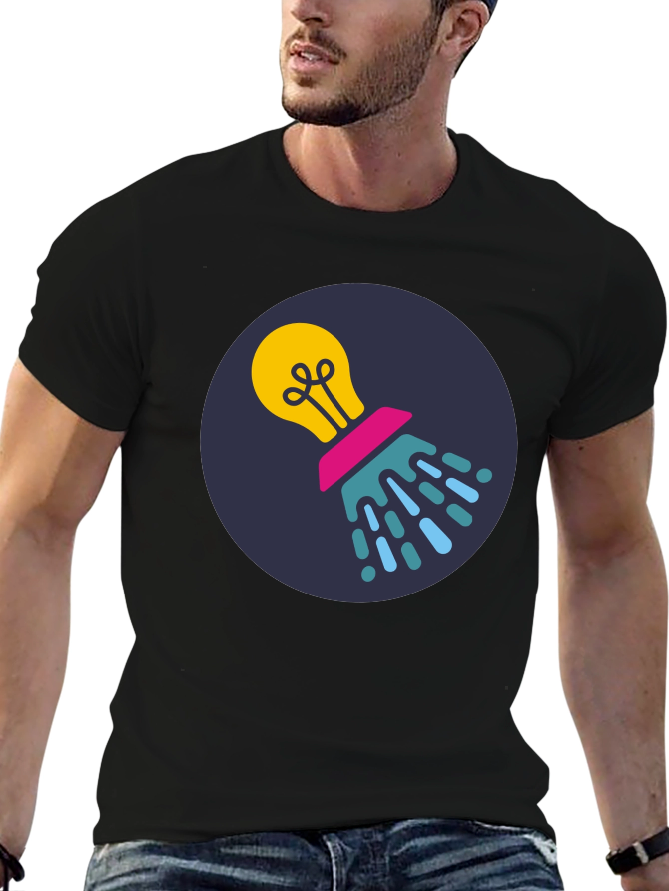 Creative Idea Lightbulb Black T-Shirt