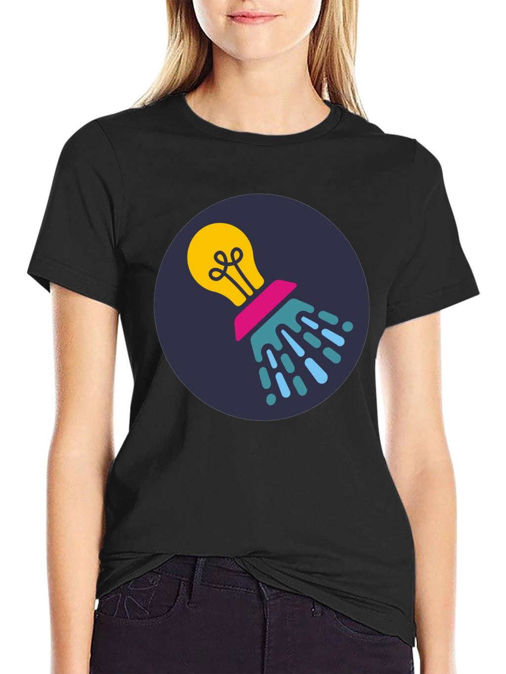 Creative Idea Lightbulb Black T-Shirt