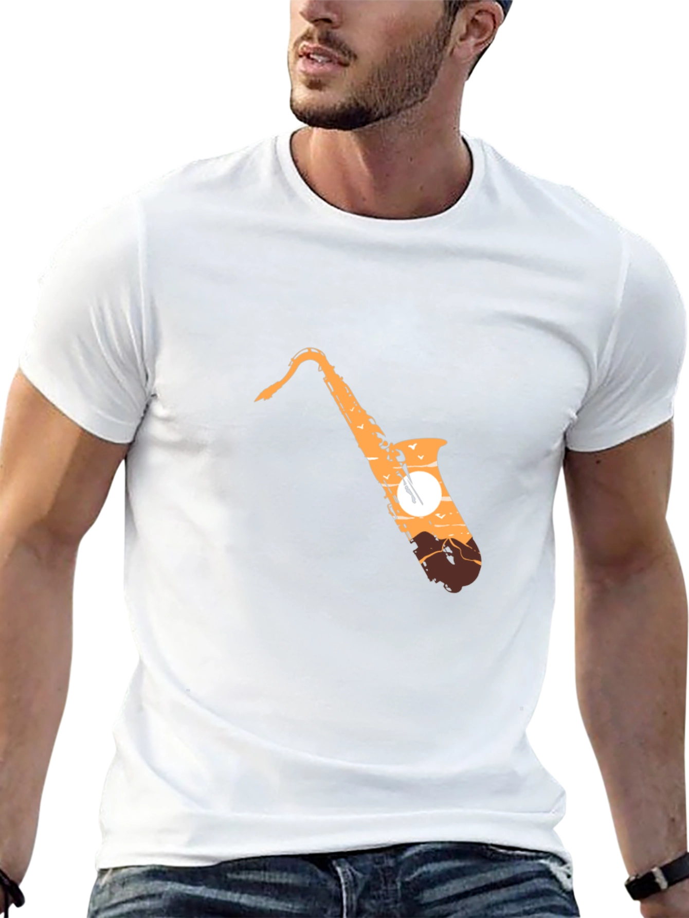 Saxophone Sunset Graphic T-Shirt - Stylish Music Lover Tee