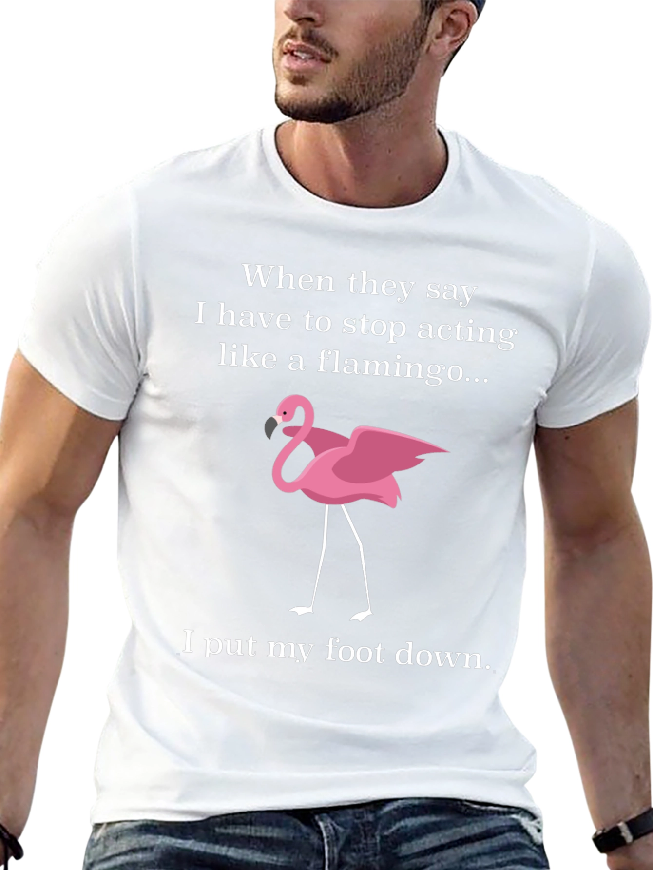 Funny Flamingo T-Shirt: I Put My Foot Down