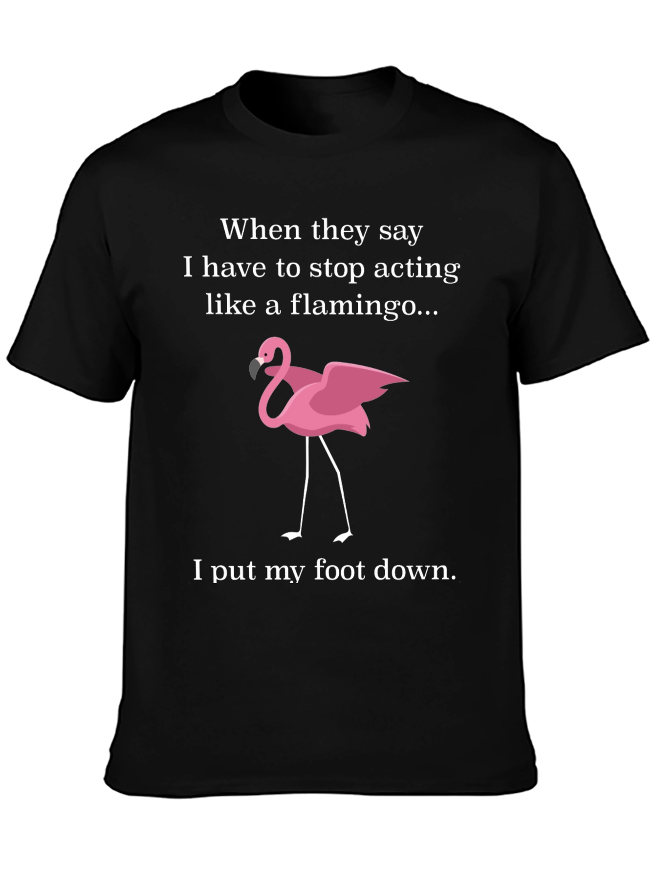 Funny Flamingo T-Shirt: I Put My Foot Down