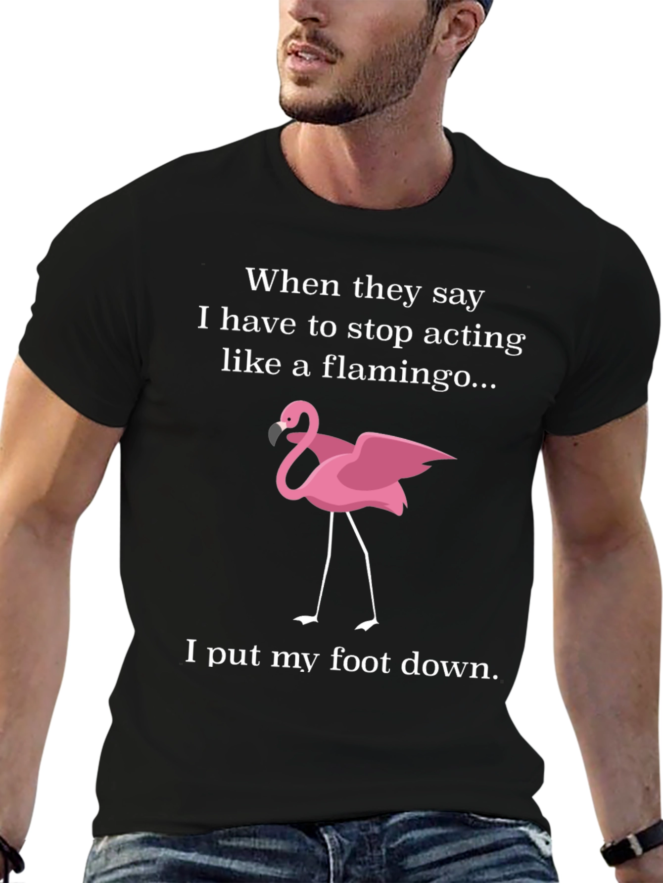 Funny Flamingo T-Shirt: I Put My Foot Down