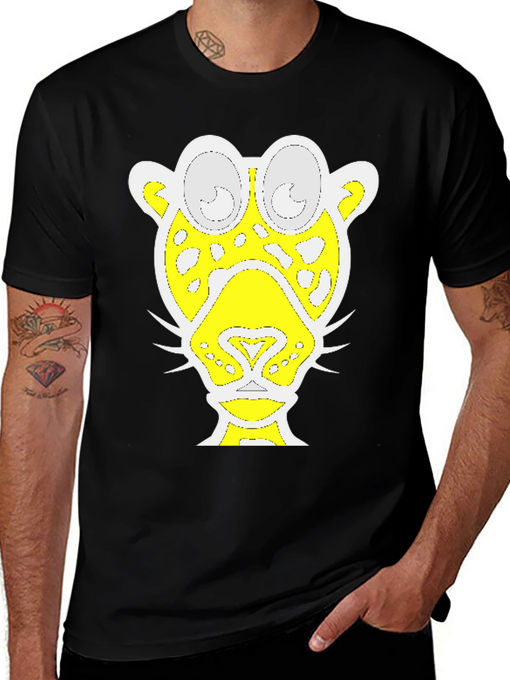 Abstract Jaguar Graphic Tee - Black