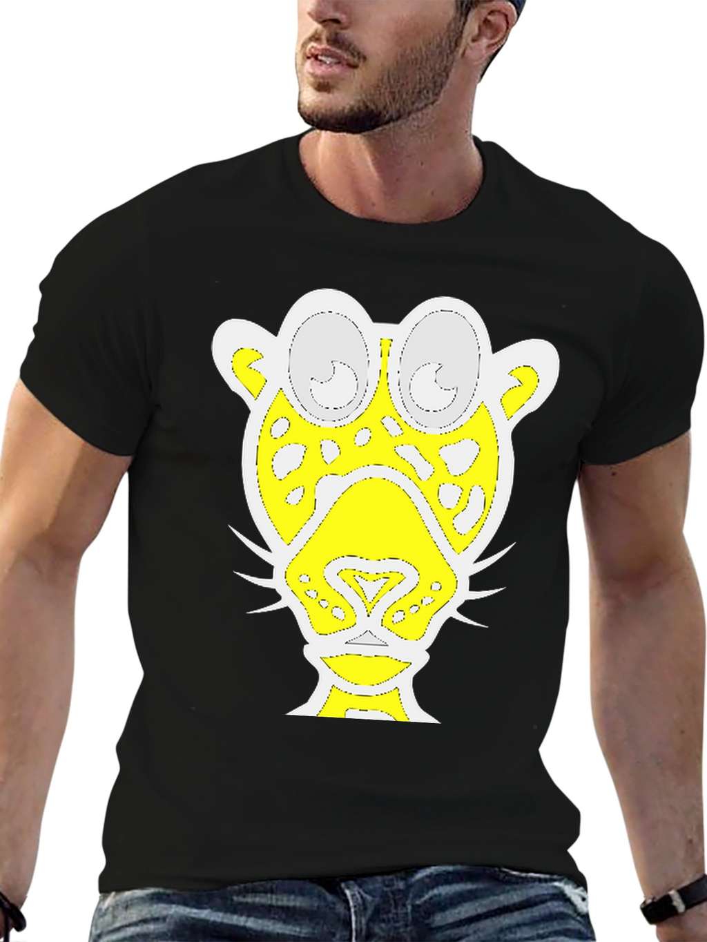 Abstract Jaguar Graphic Tee - Black
